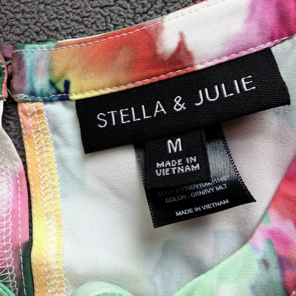 Stella and Julie Maxi Dress Women Medium Pink Green Abstract Floral Organic - Picture 9 of 10